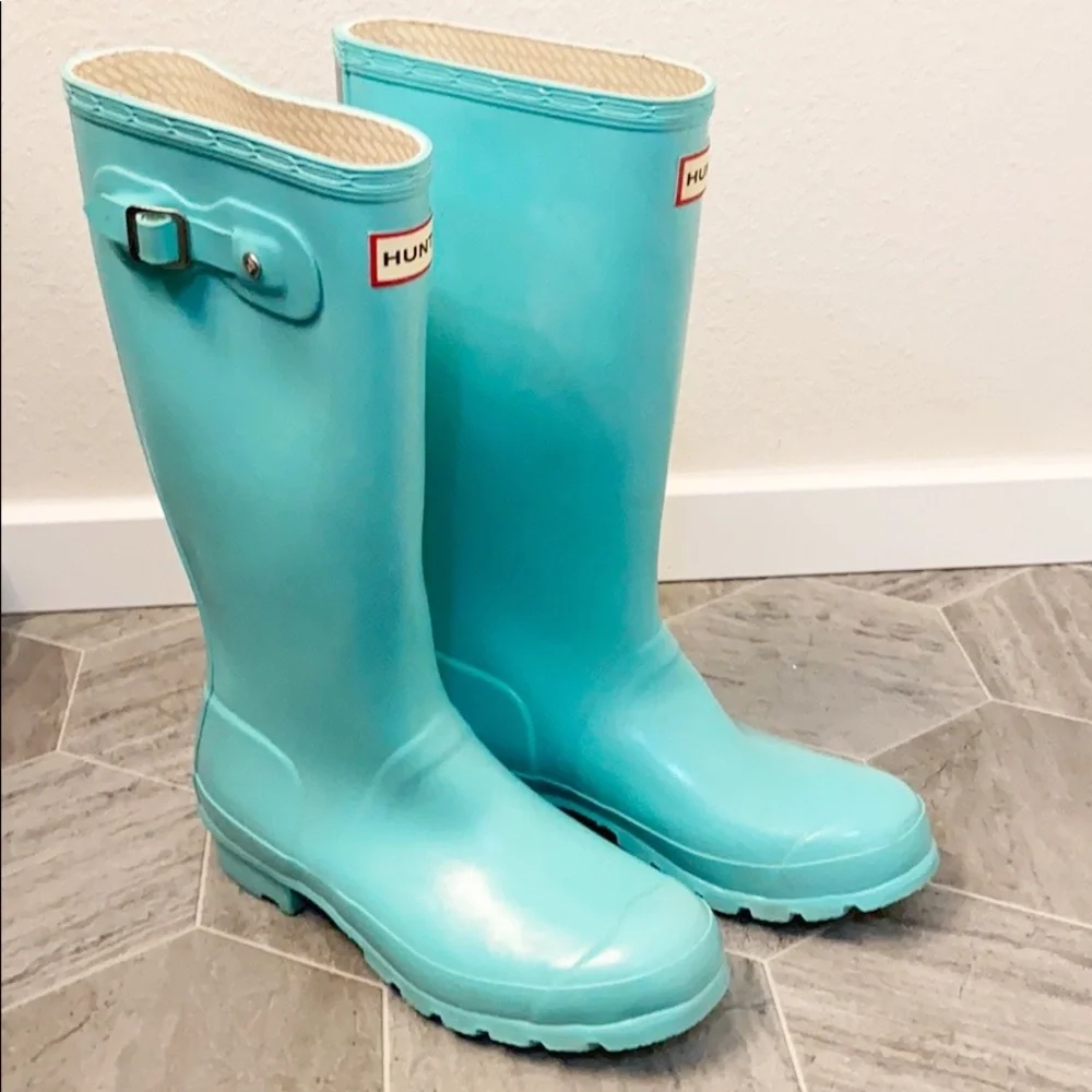 ✨RARE✨Mint/Tiffany Blue tall Hunter Boots